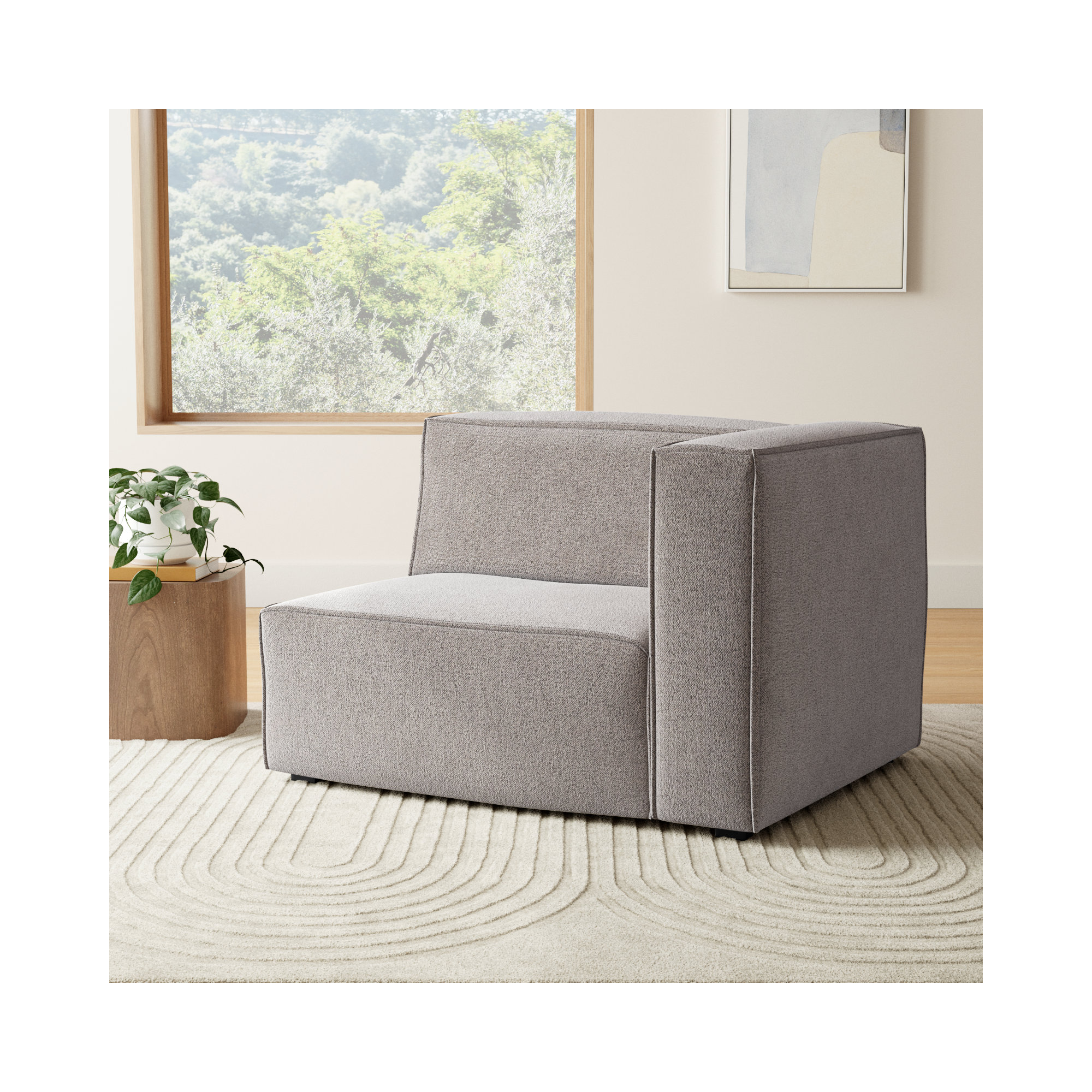 Shonnard Upholstered Armchair, Taupe Performance Boucle