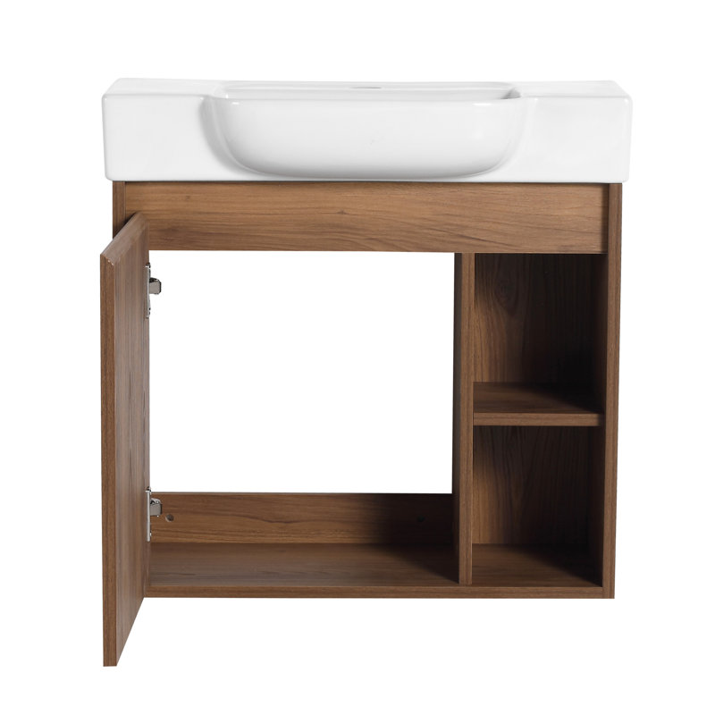 Meuble-lavabo contemporain de 24 po avec lavabo en céramique. Porte à fermeture en douceur, matériau en contreplaqué. , -. Et lavabo inclus. Base, résistance. Armoire