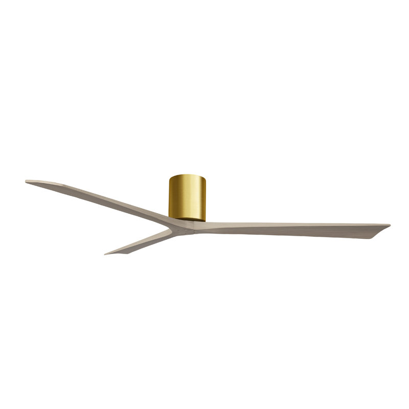 Ventilateur de plafond à 3 pales Olivier, Laiton brossé, Ton bois de frêne gris, 72"