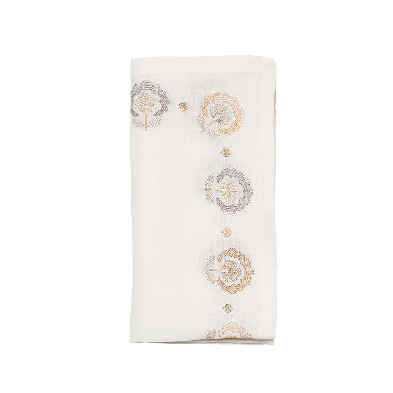 Carnation Napkin, White/Gray/Natural
