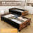 Under Bed Storage With Wheels, Under The Bed Storage Drawers With Remove Window, Extra Large Rolling Under Bed Storage Metal Drawer(Walnut Brown-2Pack)
