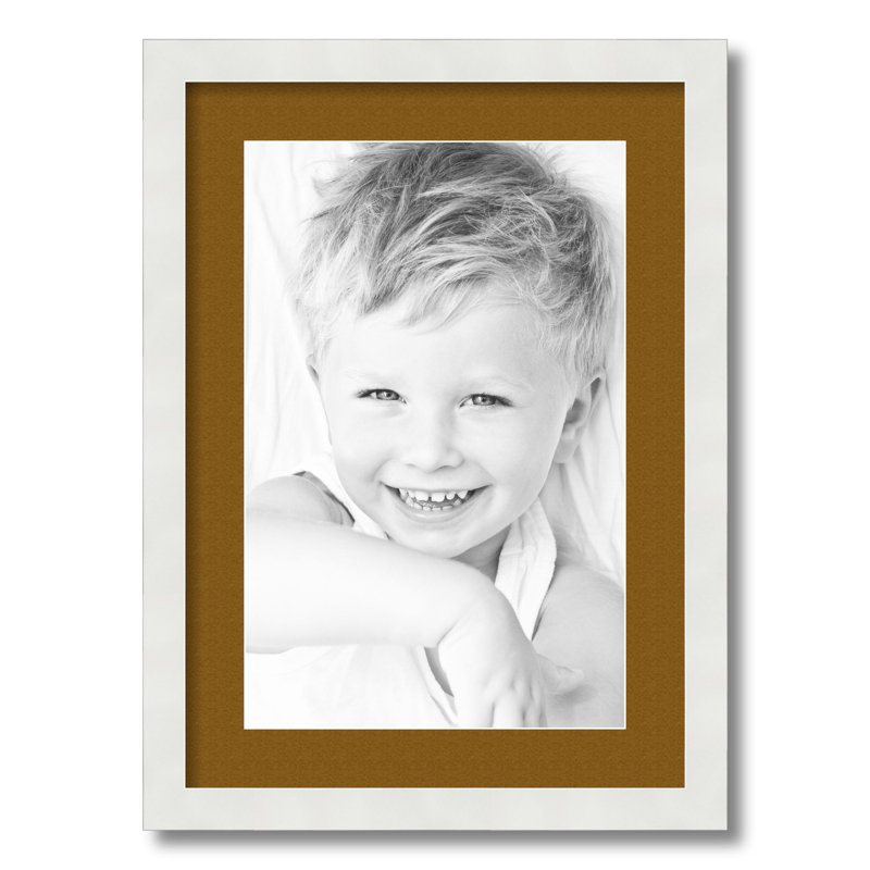 White Wood Matte Picture Frame with Mat, Coronado