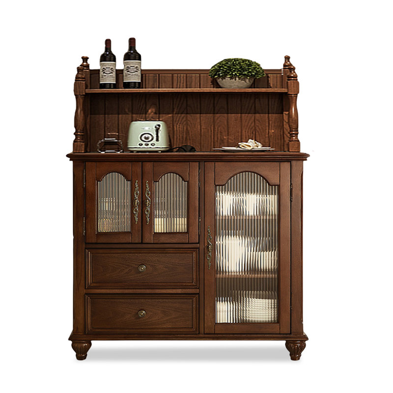 Buffet en bois de noyer massif, Noyer, H 60,24 po x l 39,37 po x P 17,72 po