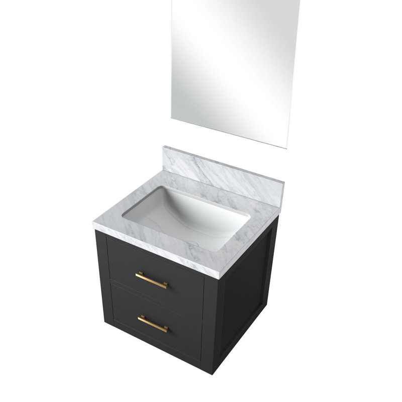 Meuble-lavabo noir 20 po Largeur x 18 profondeur comptoir en acrylique et miroir inclus Cadre en bois massif à fermeture en douceur 20 po 18 po avec et remplissage