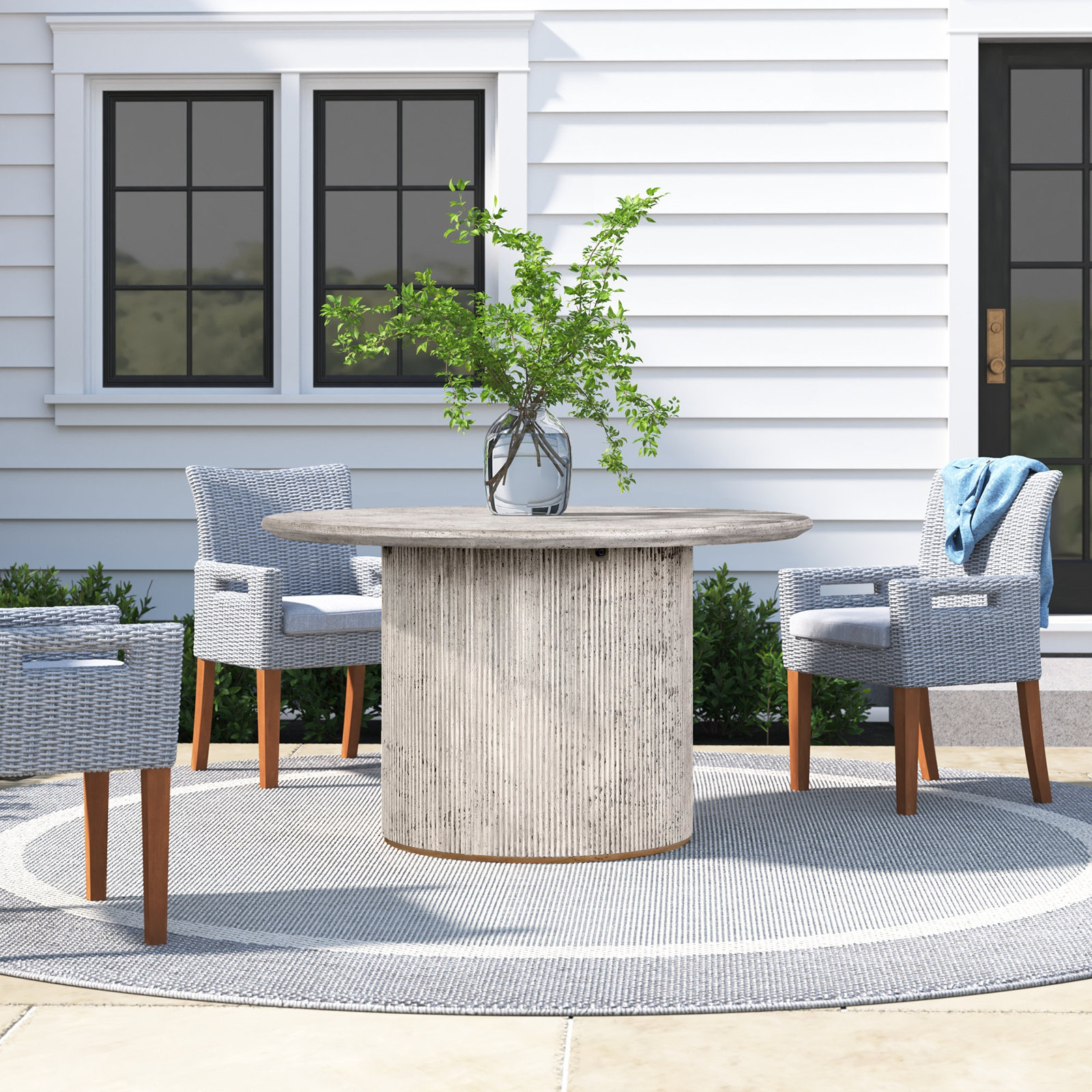 Aline 51" L Concrete Pedestal Dining Table