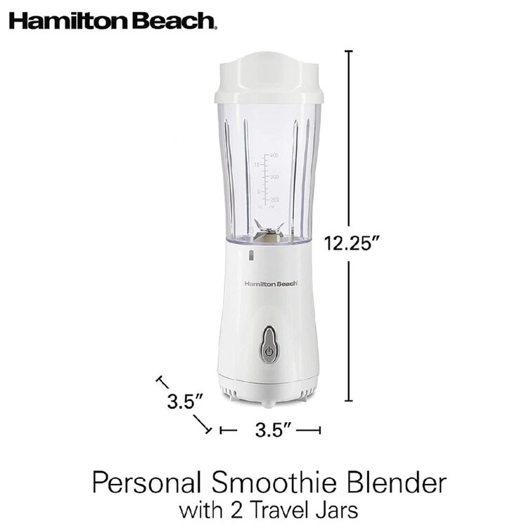 Hamilton Beach® Personal Blender with 2 Jars and Travel Lids White