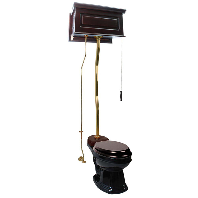 The Renovators Supply Inc. 1.6 Gallons GPF Elongated Kit, Dark Oak/Black/Gold