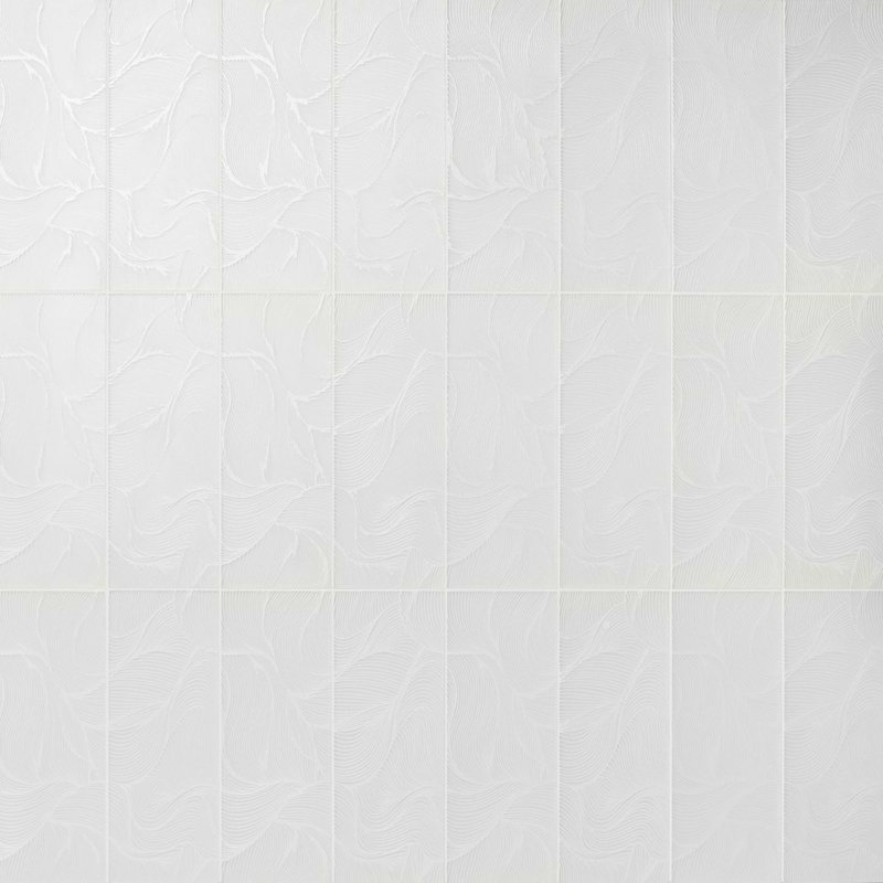 Sonya Waves 6x16 Frosted Glass Tile, Pearl White