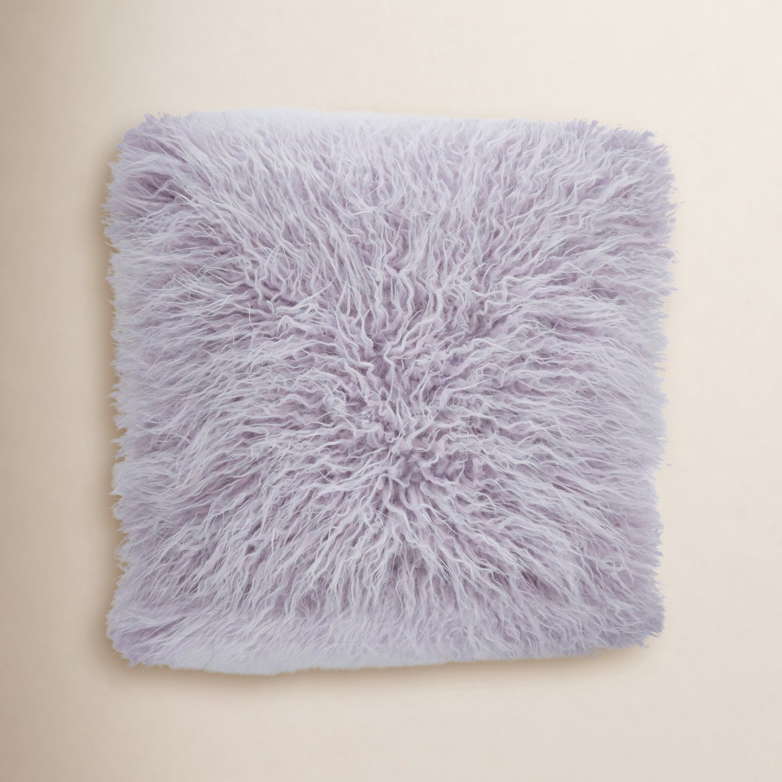 Faux Mongolian Collection Throw Pillow, Lavender, 22"H x 22"W