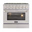 KUCHT Professional 36 po 5,2 pieds cubes Cuisinière au gaz naturel avec brûleurs scellés et four à convection en acier inoxydable avec porte argentée-50147972-50147971