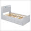 Lit simple en bois avec tête de lit de rangement et prises de courant