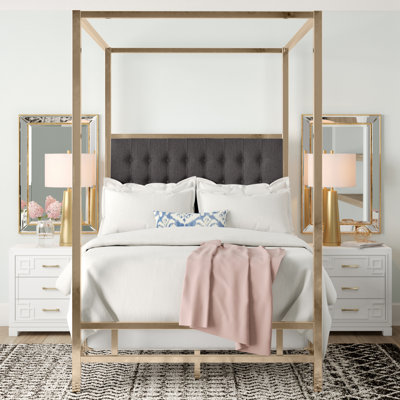Pettaway Upholstered Metal Canopy Bed