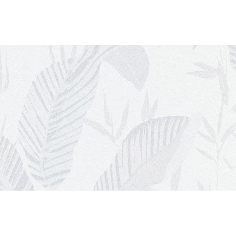 Papier peint texturé floral, Gris / blanc