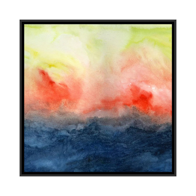 'Brush Fire' Painting Print on Canvas, No Mat, 18" H x 18" W x 1.5" D, Black Framed Canvas