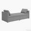 Chaise longue rembourrée en tissu de lin avec coussins et 2 tiroirs-102038760