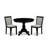 3 Piece Kitchen Table Set Contains a Round Dining Table with Pedestal and 2 Shitake Linen Fabric Upholstered Chairs, 42x42 Inch, Wirebrushed Black-243208376-243208356-243208353
