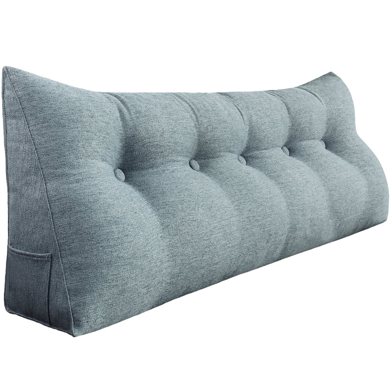 Linen Blend Gray Headboard Reading Wedge Pillow for Bed Rest Back Support, 20" H x 59" W x 8" D