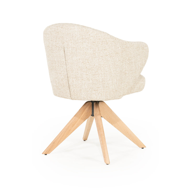 Connor Oak Accent Chair, Beige