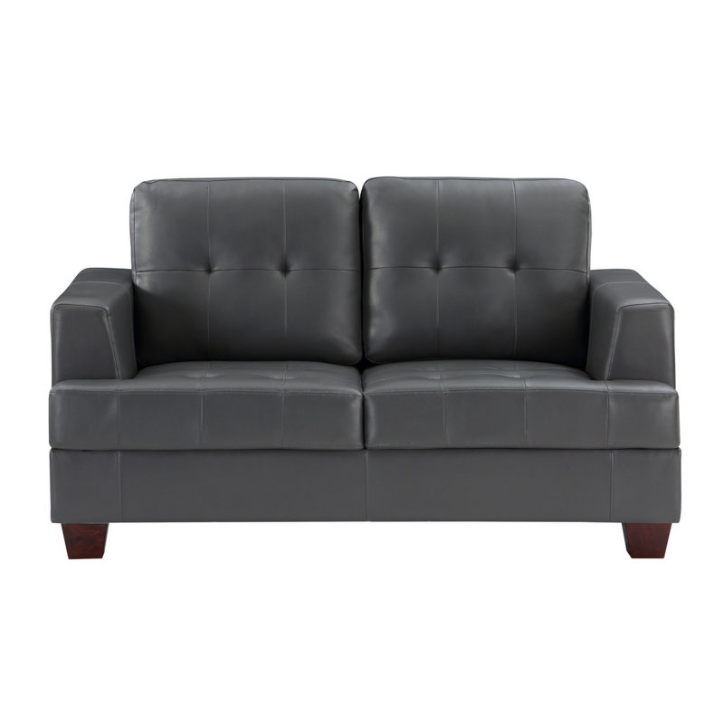 Jodilynn 64'' Faux Leather Loveseat, Gray Faux Leather