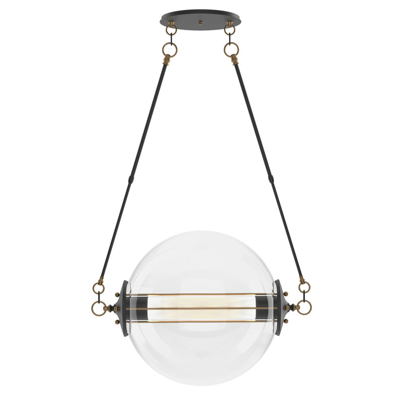 Lustre sphérique unique à 2 lumières Otto, Transparent et givré, H 69,7 po x l 28,4 po x P 20 po