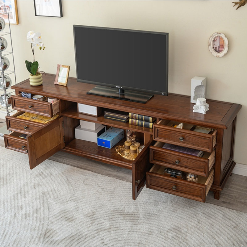 Meuble télé rétro en bois massif brun