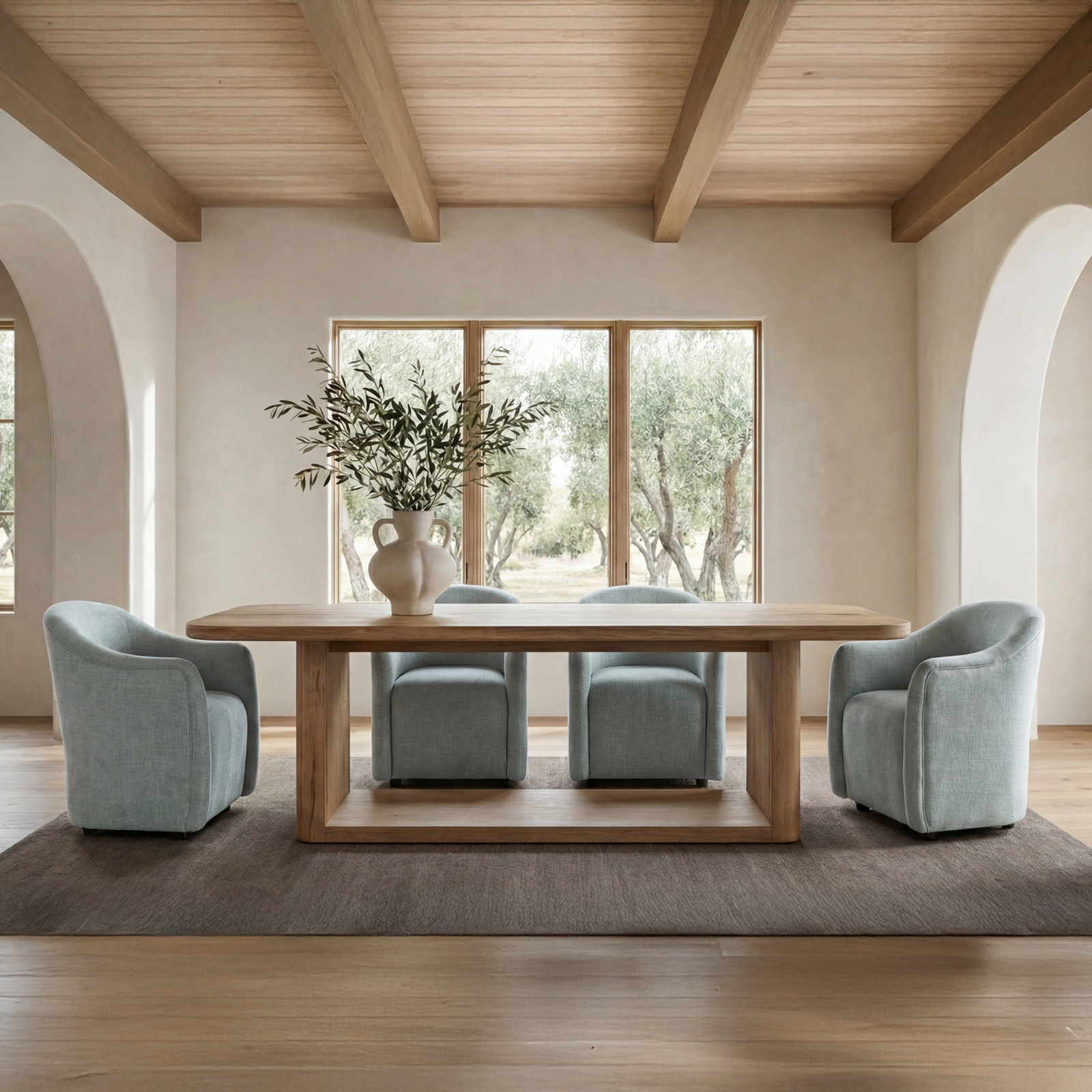 Myla Dining Armchair, Blue Polyester