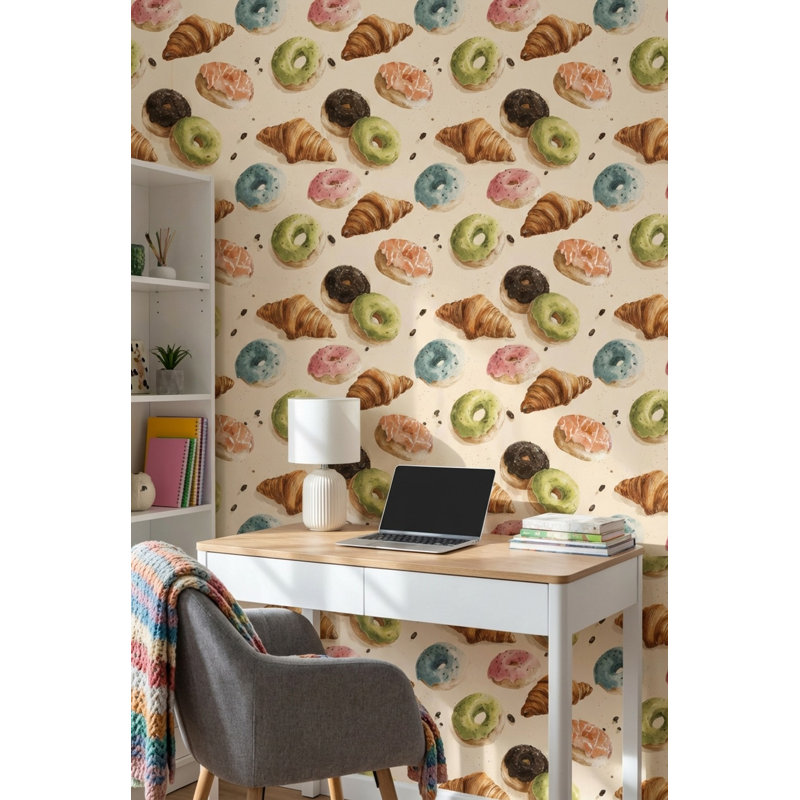 Papier peint Pastries Donuts Croissants, Non tissé, non collé