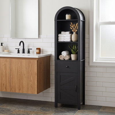 Armoire de rangement 64 po avec tiroir et tablettes réglables, noir