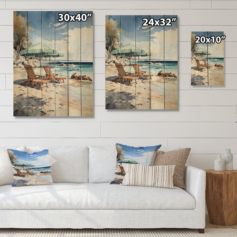 «Beach Chairs Scenery I» sur bois, H 40 po x l 30 po x P 0,78 po