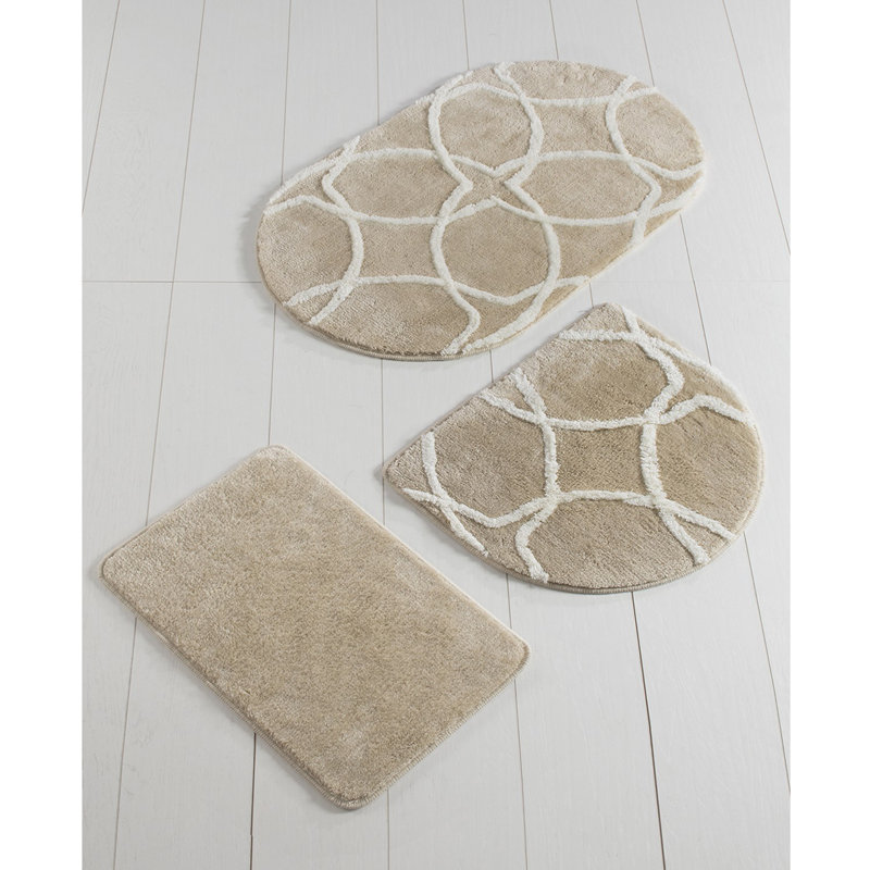 Ensemble de tapis de bain en acrylique (3 pièces) | Antibactérien, antidérapant | 100% acrylique, hauteur des poils: 1,0 po | Dimensions: 15,7 x 23,6 po, 19,7 x 23,6 po, 23,6 x 39,4 po | Lavable à la machine, durable et élégant pour le confort de la salle de bain
