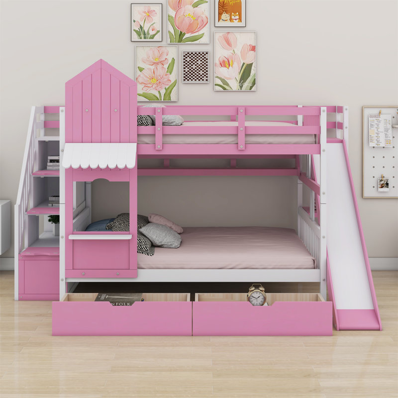 Lit pour enfants Colliers, Double, Rose