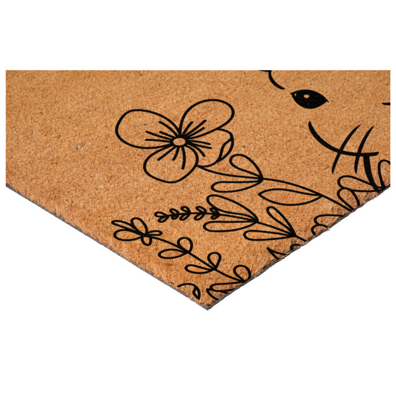 Floral Bunny Doormat, 17" W x 29" L