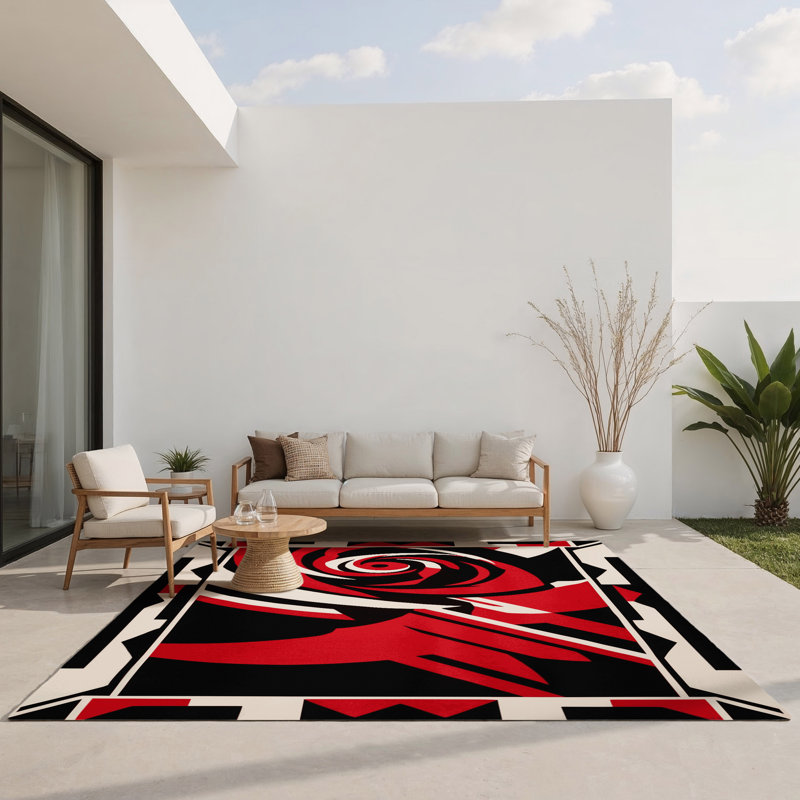 Tapis intérieur et extérieur Scarlet Symphony, Rectangle 2' x 3'