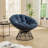 Comfortable Ergonomic Wicker Papasan Chair, 360° Swivel Indoor Outdoor Rattan Chair With Soft Thick Cushion, Ideal For Living Room, Bedroom, Reading Room, Brown Frame With Navy Blue Cushion-225035058