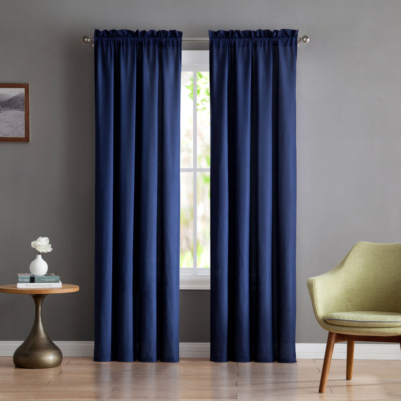 Panneau de rideau simple semi-diaphane avec passe-tringle Colvert, L 42 po x L 96 po, Bleu marine
