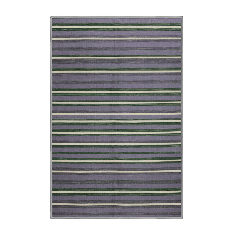 Tapis mauve à rayures horizontales lavable à la machine, Rectangle 4pi x 6 pi