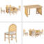 Ensemble de table de salle à manger 7 pièces pour table de salle à manger rectangulaire de 6 à 59,8 po avec placage de chêne vieilli et 6 chaises en rotin, mobilier de cuisine rustique pour la salle à manger-789455007