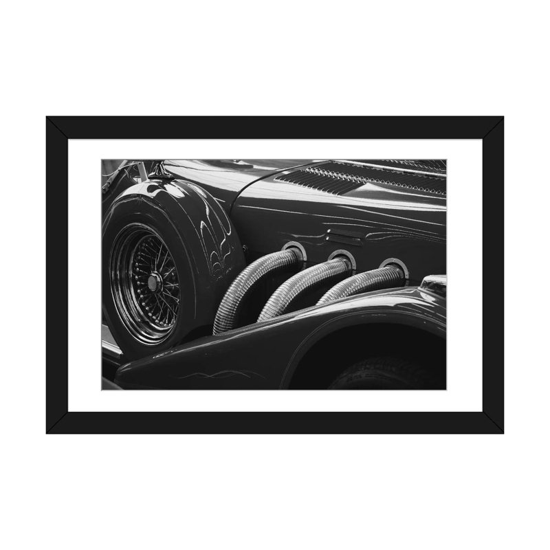 Voiture rétro, reproduction de photo sur toile, Papier d'art encadré noir, Blanc, H 16 po x l 24 po x P 1 po
