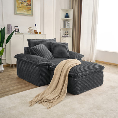 Ensemble de canapé-lit surdimensionné de 47 po et demi avec siège profond et repose-pieds mobile à 2 couches, canapé-lit Cloud avec méridienne, canapé-lit modulaire 1 place