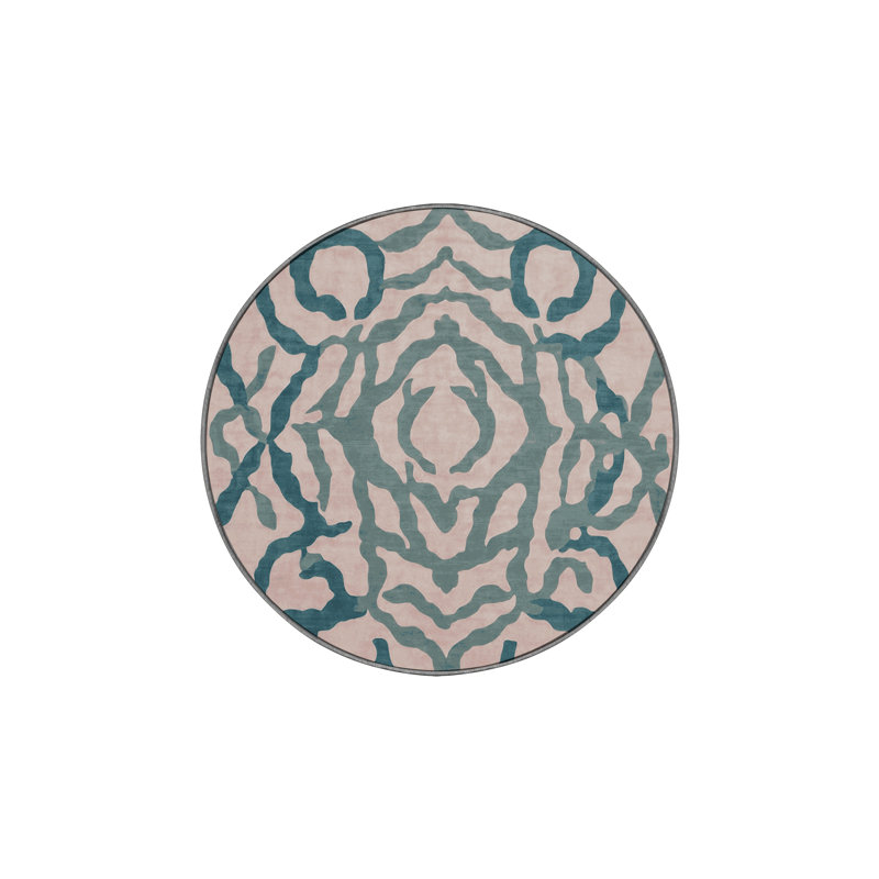 Machine Washable Gray Area Rug, Round 6'