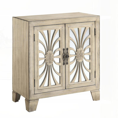Antique White Console Table with Mirrored Doors