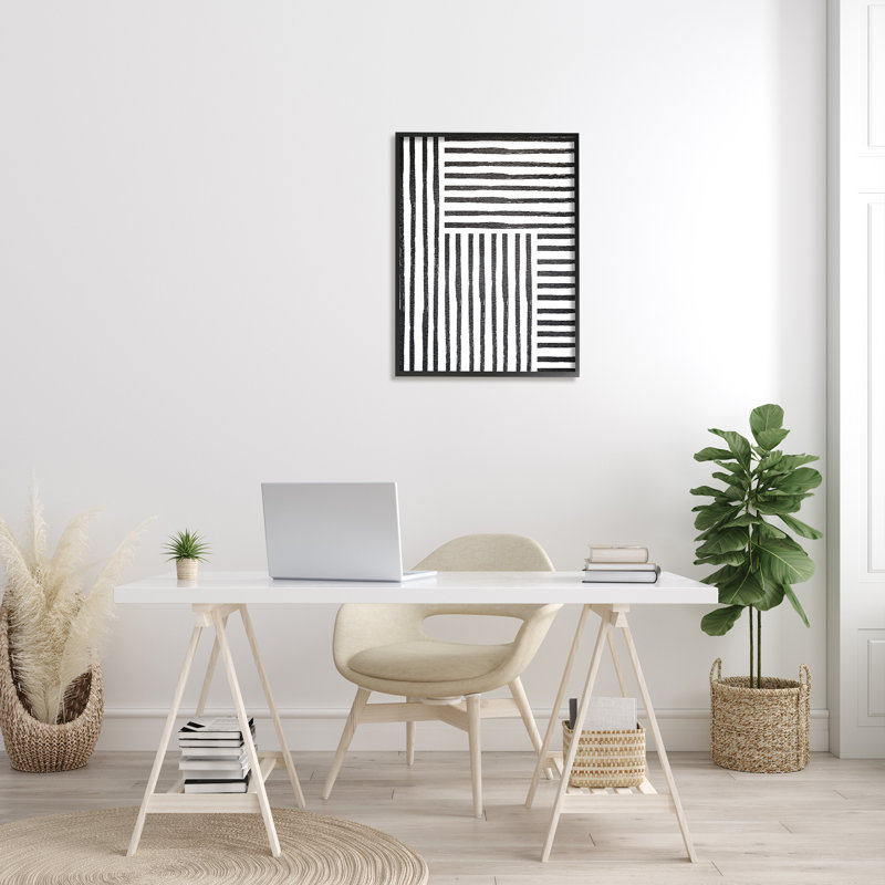 Dominante à motifs, lignes perpendiculaires abstraites minimalistes par - impression, H 30 po x l 24 po x P 4 po