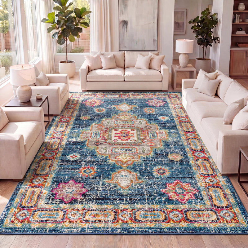 Tapis bleu marine / rouge Lathan Bohemian FLAIR Boho, Rectangle 4pi x 6 pi