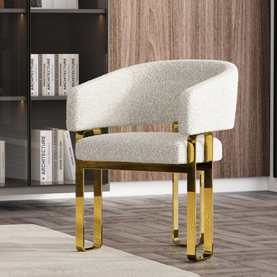 Chaise de salle à manger avec accoudoirs, chaise de salle à manger blanche en forme de U avec pieds en U poli pour cuisine, chambre à coucher et salle de maquillage