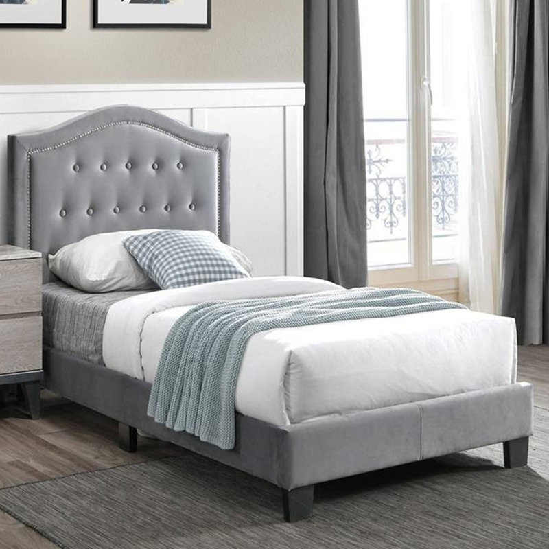 Mobilier de chambre à coucher tête de lit capitonnée de style européen, Lit simple