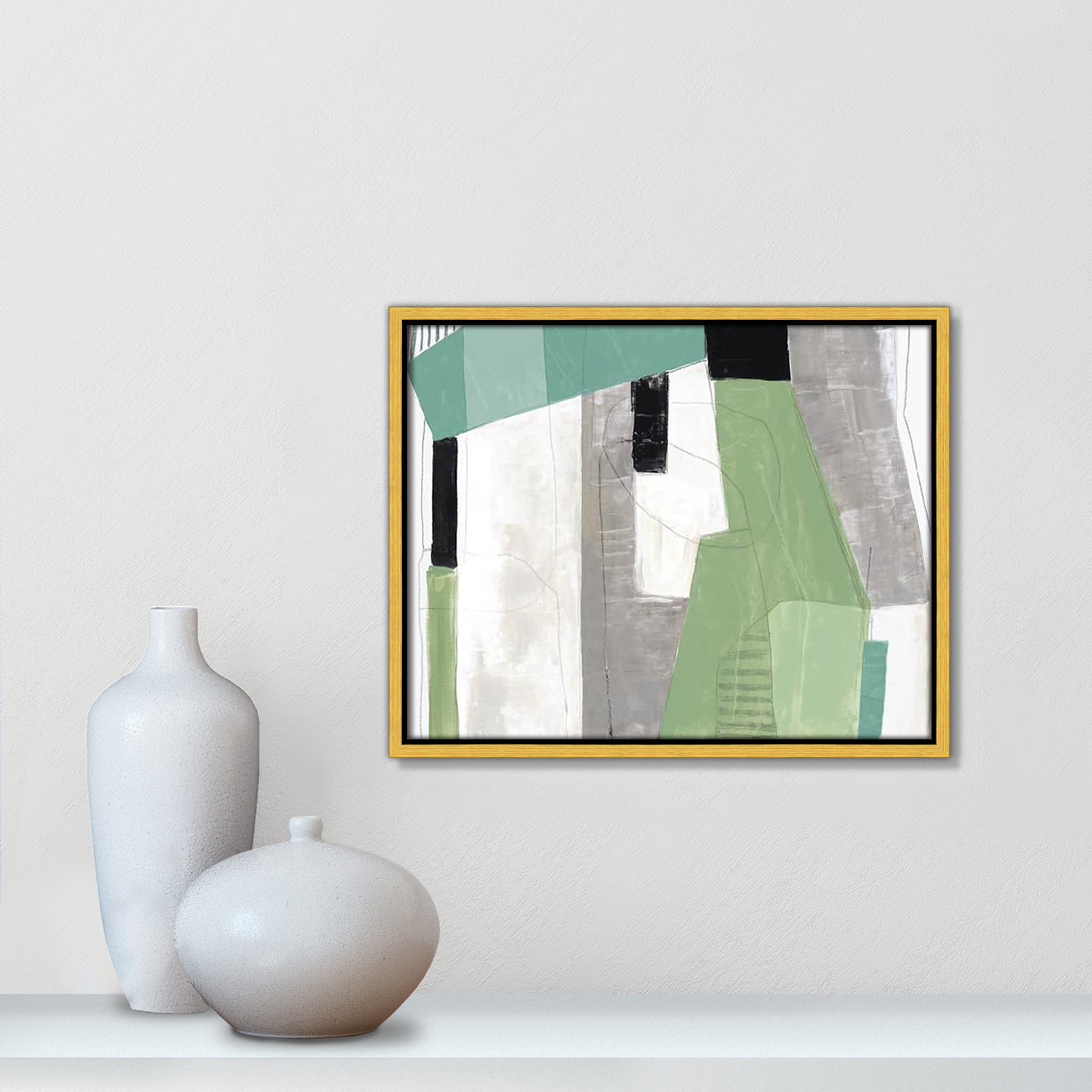Evergreen Essence Print, 12.5" H x 15.5" W x 2" D, Gold Floater Frame - Fine Art Canvas Print, No Mat