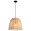 Rattan Pendant Light, Natural Wicker Shade, Iron Frame, Adjustable Height, E27 Socket, 38 Cm Diameter, For Cozy Living Spaces (Bulb Not Included)
