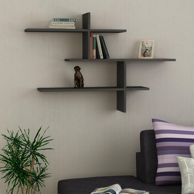 Felicia 3 Piece Floating Shelf, Anthracite