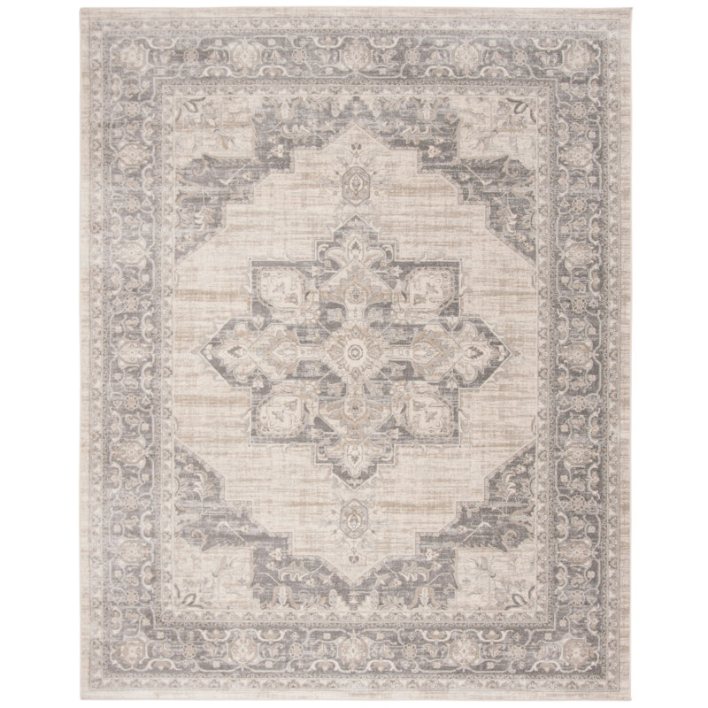 Hogan Oriental Area Rug, Rectangle 274 x 366cm, Cream/Grey