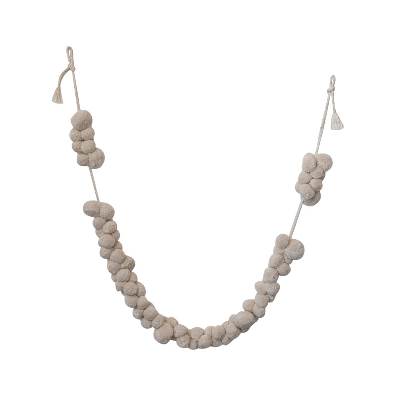 Fabric Pom Pom Swag With Metallic Gold Thread